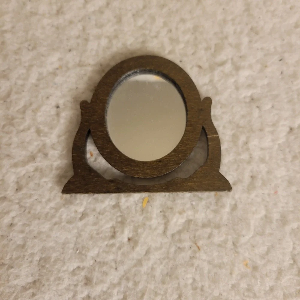 Dollhouse Miniature Vintage Wood‎ Mirror